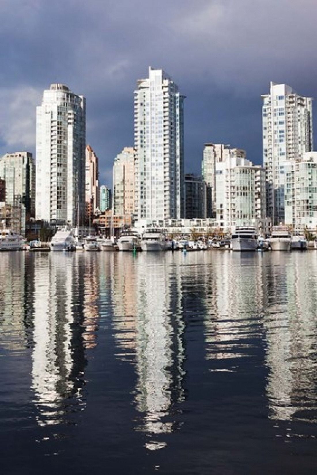Buildings along False Creek Vancouver British Columbia Canada Canvas Art - Walter Bibikow DanitaDelimont (24 x 36)