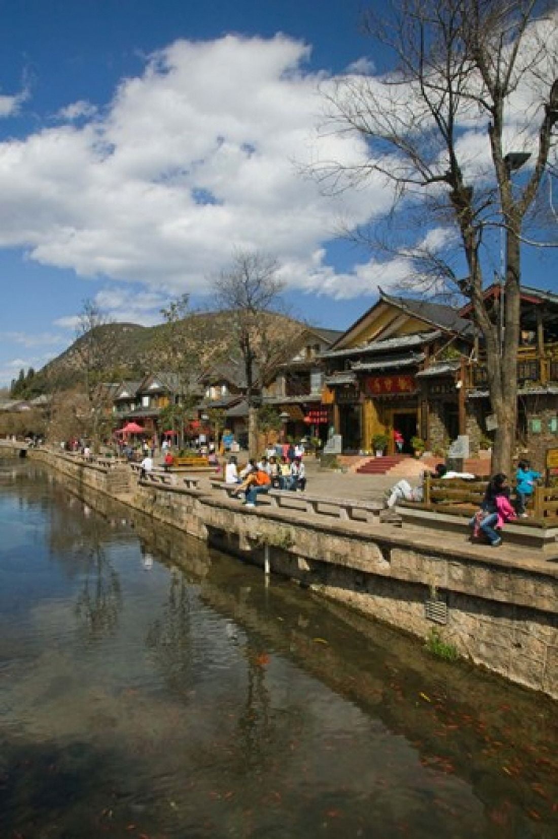 Buildings along Yu River Canal Old Town Lijiang Yunnan Province China Canvas Art - Panoramic Images (24 x 36)