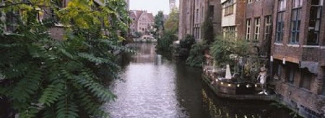 Buildings along a canal Ghent Belgium Canvas Art - Panoramic Images (18 x 7)