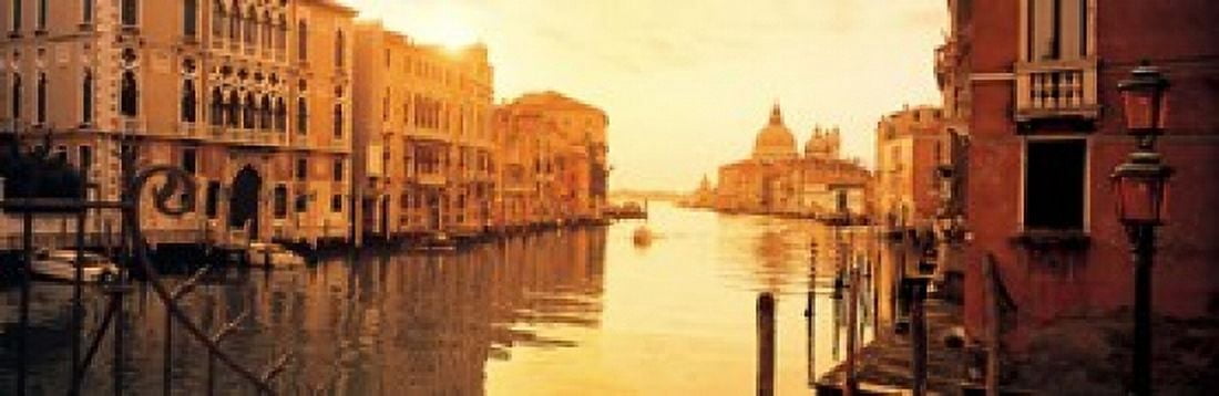 Buildings along a canal view from Ponte dellAccademia Grand Canal Venice Italy Canvas Art - Panoramic Images (18 x 6)