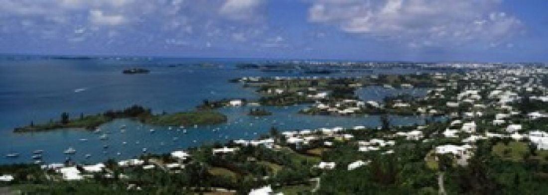 Buildings along a coastline Bermuda Canvas Art - Panoramic Images (18 x 7)