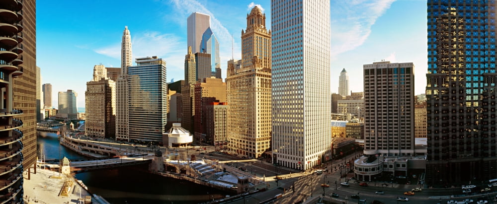 Buildings along a river Chicago River Chicago Illinois USA Canvas Art - Panoramic Images (6 x 15)