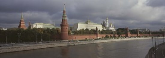 Buildings along a river Grand Kremlin Palace Moskva River Moscow Russia Canvas Art - Panoramic Images (36 x 13)