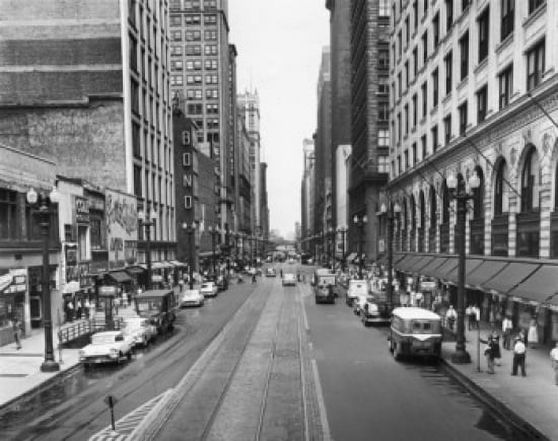 Buildings along a road Chicago Illinois USA Canvas Art - (24 x 36)