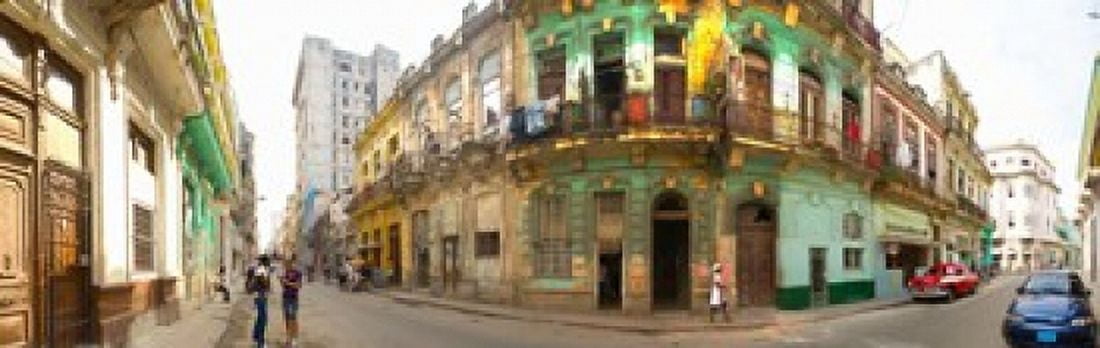 Buildings along a street Havana Cuba Canvas Art - Panoramic Images (18 x 6)
