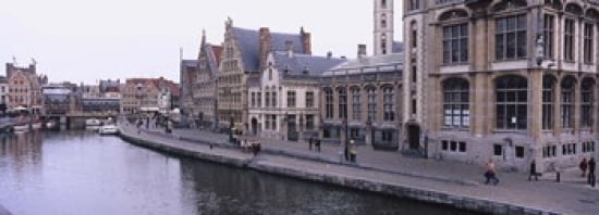 Buildings along the river Leie River Graslei Ghent Belgium Canvas Art - Panoramic Images (36 x 13)
