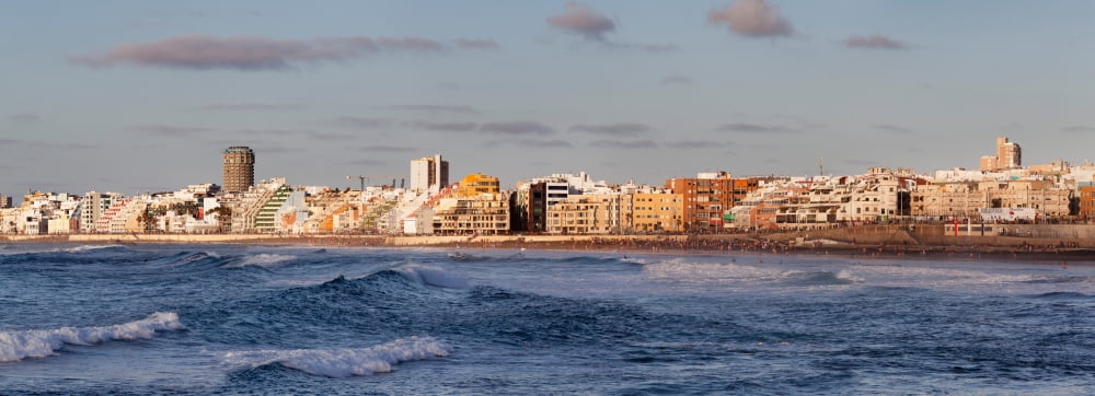 Buildings at beachfront Playa de las Canteras Las Palmas de Gran Canaria Gran Canaria Spain Canvas Art - Panoramic Images (36 x 12)