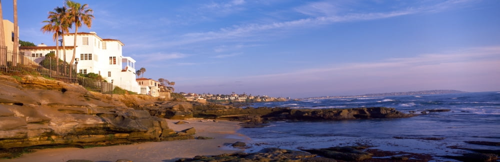 Buildings at the coast La Jolla San Diego California USA Canvas Art - Panoramic Images (12 x 36)