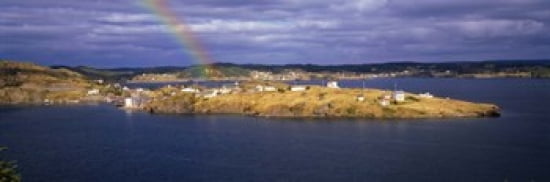 Buildings at the coast Trinity Bay Trinity Newfoundland Island Newfoundland and Labrador Province Canada Canvas Art - Panoramic Images (36 x 12)