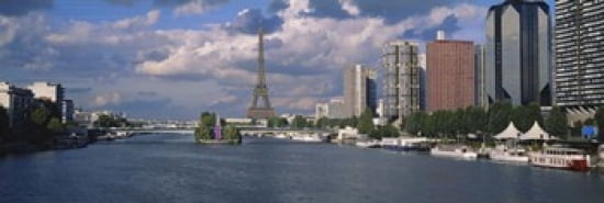 Buildings at the riverbank Seine River Paris France Canvas Art - Panoramic Images (36 x 12)