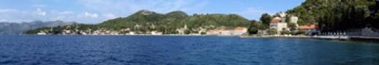 Buildings at the waterfront Adriatic Sea Lopud Island Dubrovnik Croatia Canvas Art - Panoramic Images (44 x 8)