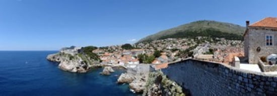 Buildings at the waterfront Adriatic Sea Lovrijenac Dubrovnik Croatia Canvas Art - Panoramic Images (36 x 13)