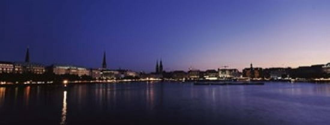 Buildings at the waterfront Alster Lake Hamburg Germany Canvas Art - Panoramic Images (15 x 6)