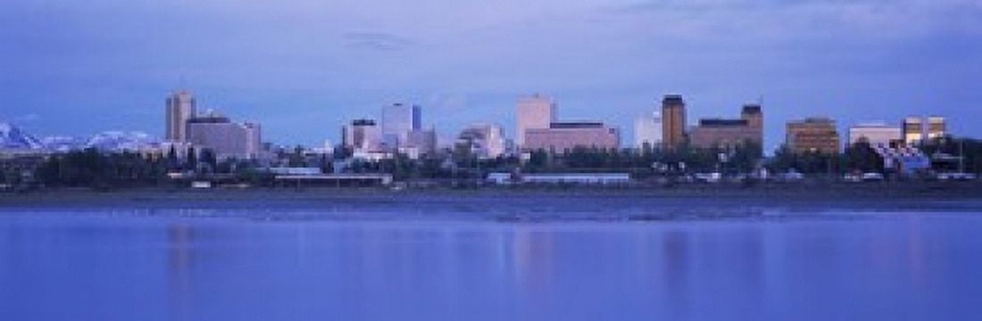 Buildings at the waterfront Anchorage Alaska USA Canvas Art - Panoramic Images (18 x 6)