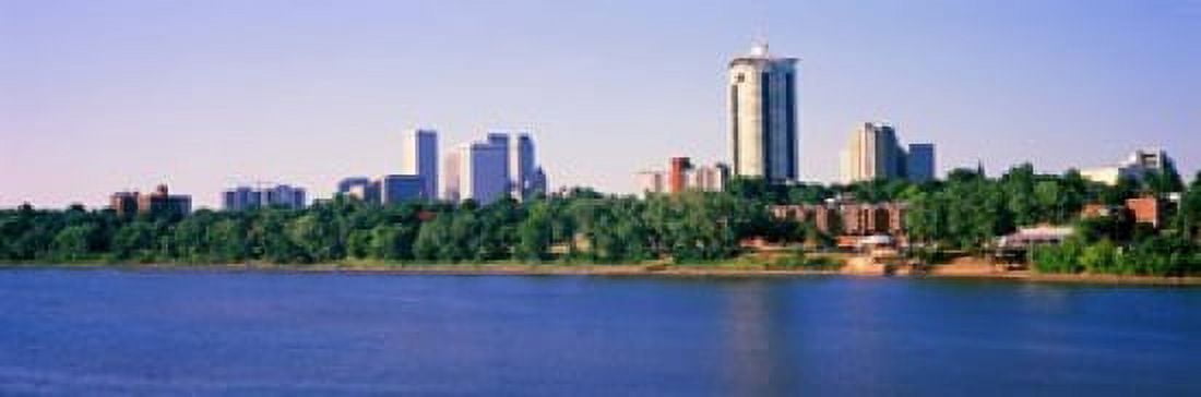 Buildings at the waterfront Arkansas River Tulsa Oklahoma USA Canvas Art - Panoramic Images (18 x 6)