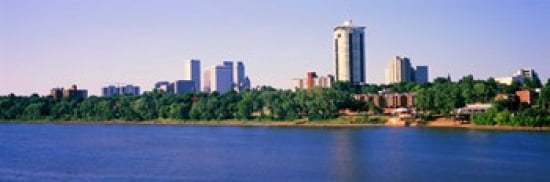 Buildings at the waterfront Arkansas River Tulsa Oklahoma USA Canvas Art - Panoramic Images (36 x 12)
