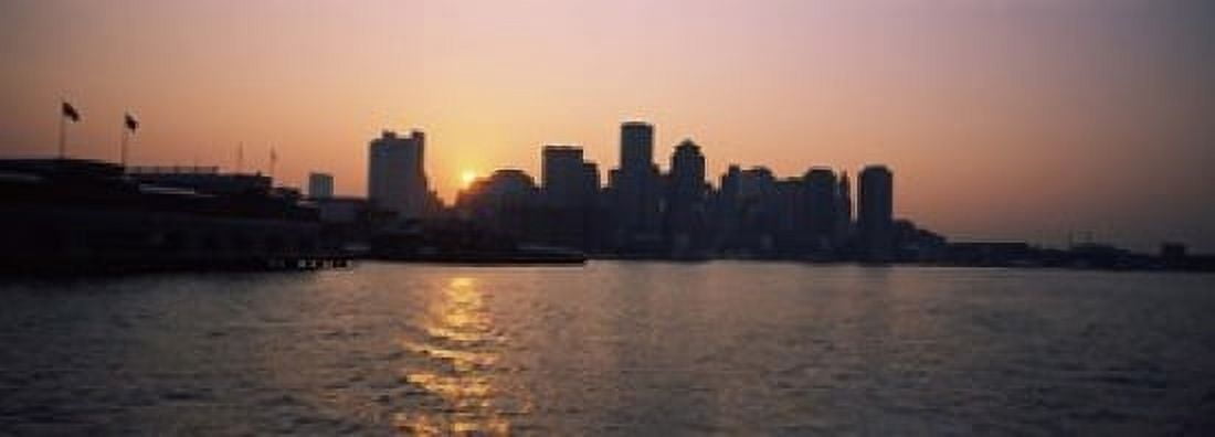 Buildings at the waterfront Boston Harbor Boston Suffolk County Massachusetts USA Canvas Art - Panoramic Images (18 x 7)