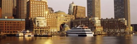 Buildings at the waterfront Boston Suffolk County Massachusetts USA Canvas Art - Panoramic Images (36 x 12)