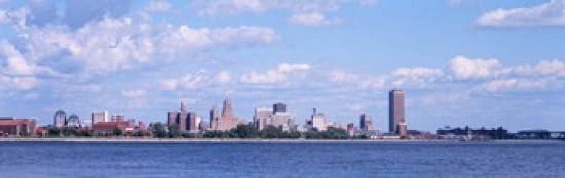 Buildings at the waterfront Buffalo Niagara River Erie County New York State USA Canvas Art - Panoramic Images (18 x 6)