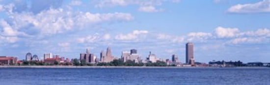 Buildings at the waterfront Buffalo Niagara River Erie County New York State USA Canvas Art - Panoramic Images (36 x 12)