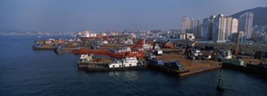 Buildings at the waterfront Busan South Korea Canvas Art - Panoramic Images (36 x 13)