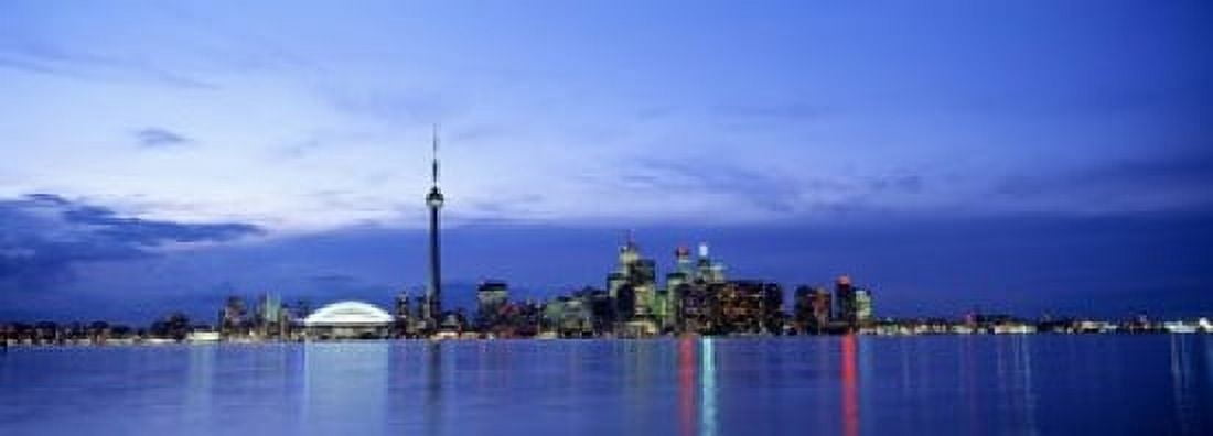 Buildings at the waterfront CN Tower Toronto Ontario Canada Canvas Art - Panoramic Images (18 x 7)