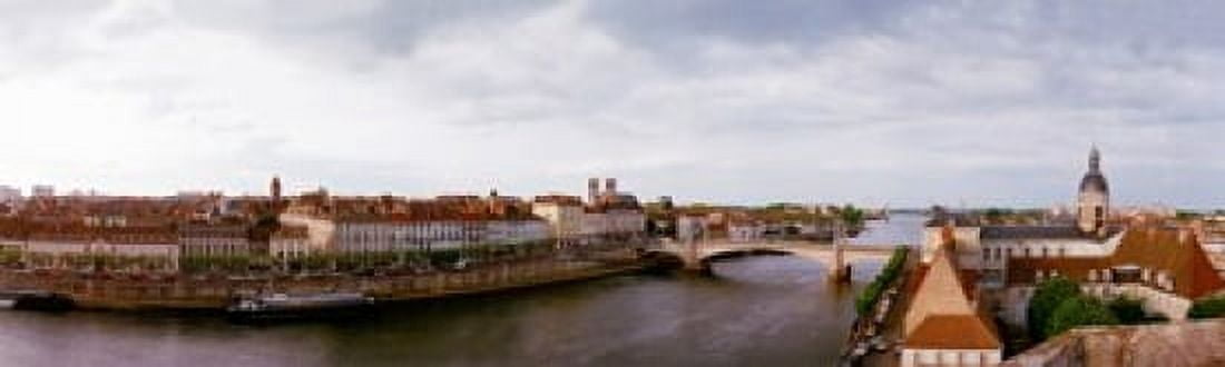 Buildings at the waterfront Chalon-Sur-Saone Saone-Et-Loire Burgundy France Canvas Art - Panoramic Images (15 x 5)