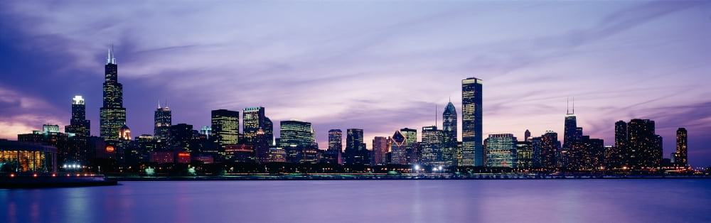 Buildings at the waterfront Chicago Illinois USA Canvas Art - Panoramic Images (36 x 12)
