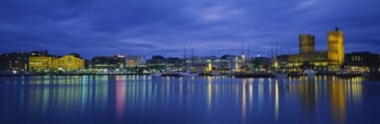 Buildings at the waterfront City Hall Oslo Norway Canvas Art - Panoramic Images (18 x 6)