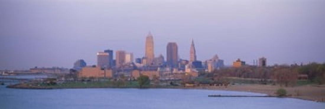 Buildings at the waterfront Cleveland Ohio USA Canvas Art - Panoramic Images (18 x 6)
