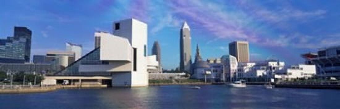 Buildings at the waterfront Cleveland Ohio USA Canvas Art - Panoramic Images (18 x 6)