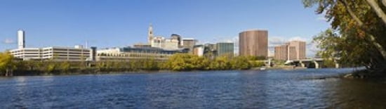 Buildings at the waterfront Connecticut River Hartford Connecticut USA 2011 Canvas Art - Panoramic Images (40 x 12)