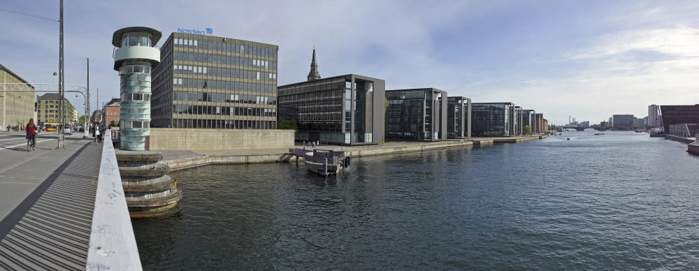 Buildings at the waterfront Copenhagen Denmark Canvas Art - Panoramic Images (27 x 9)