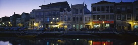 Buildings at the waterfront Costa De Prata Aveiro Portugal Canvas Art - Panoramic Images (36 x 12)