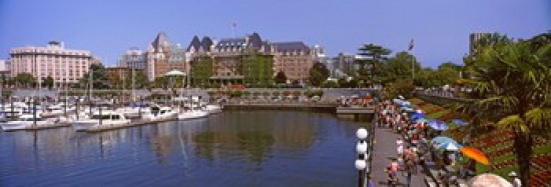 Buildings at the waterfront Empress Hotel Inner Harbor Victoria Vancouver Island British Columbia Canada Canvas Art - Panoramic Images (36 x 12)