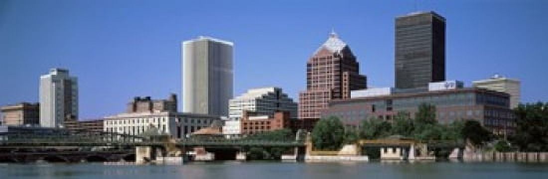 Buildings at the waterfront Genesee River Rochester Monroe County New York State USA 2011 Canvas Art - Panoramic Images (18 x 6)