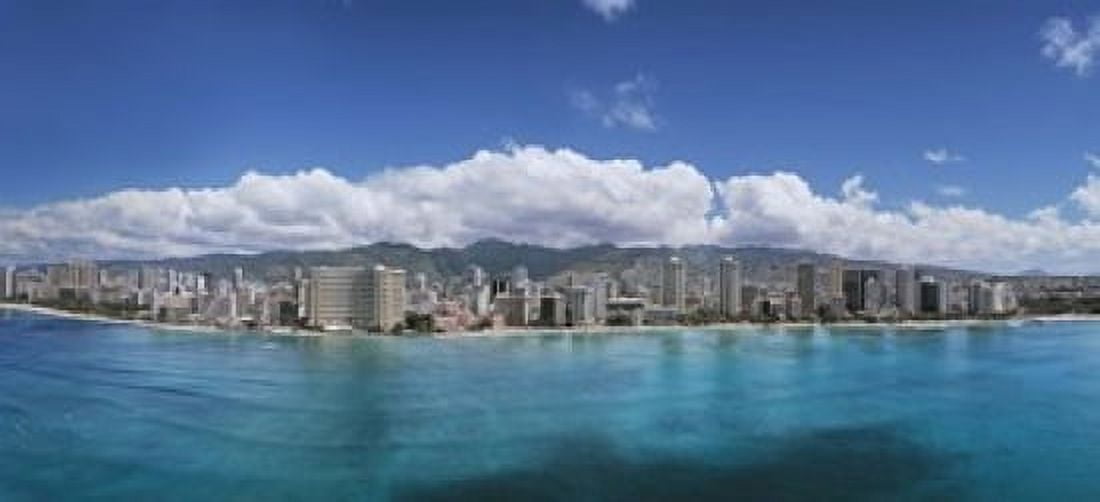 Buildings at the waterfront Honolulu Oahu Hawaii USA 2007 Canvas Art - Panoramic Images (15 x 7)