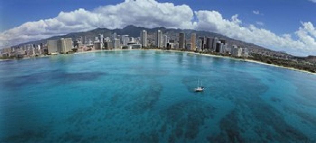Buildings at the waterfront Honolulu Oahu Hawaii USA 2007 Canvas Art - Panoramic Images (15 x 7)