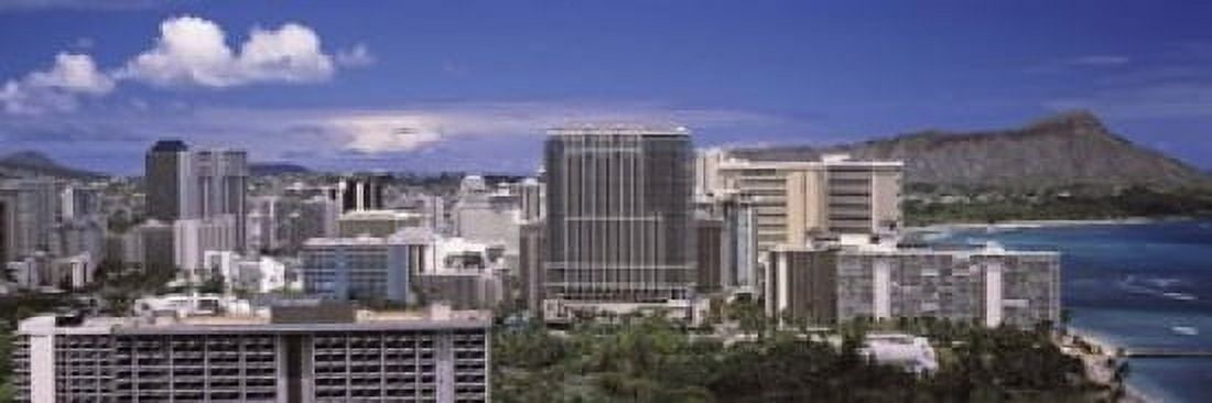 Buildings at the waterfront Honolulu Oahu Honolulu County Hawaii USA 2010 Canvas Art - Panoramic Images (18 x 6)