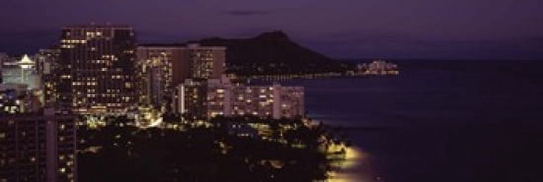 Buildings at the waterfront Honolulu Oahu Honolulu County Hawaii USA Canvas Art - Panoramic Images (18 x 6)
