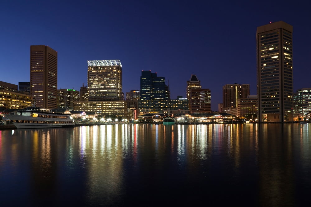 Buildings at the waterfront Inner Harbor Baltimore Maryland USA Canvas Art - Panoramic Images (27 x 9)