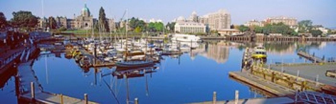 Buildings at the waterfront Inner Harbor Victoria Vancouver Island British Columbia Canada Canvas Art - Panoramic Images (18 x 6)