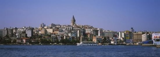 Buildings at the waterfront Istanbul Turkey Canvas Art - Panoramic Images (36 x 13)