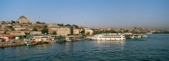 Buildings at the waterfront Istanbul Turkey Canvas Art - Panoramic Images (36 x 13)