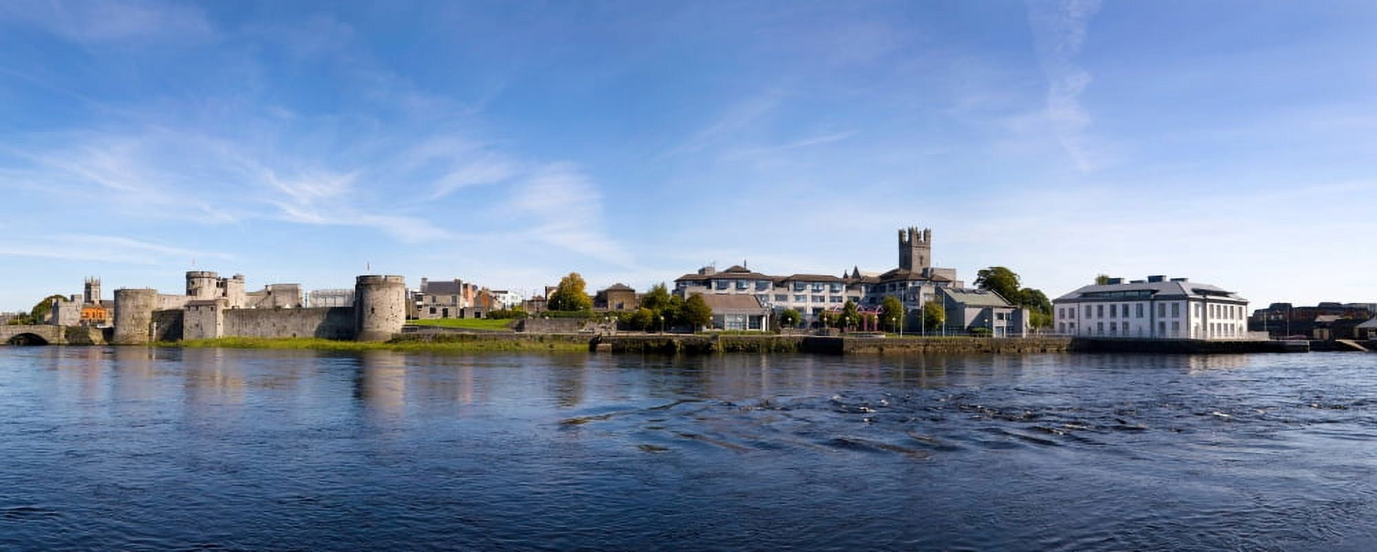 Buildings at the waterfront King Johns Castle River Shannon Limerick Republic Of Ireland Canvas Art - Panoramic Images (27 x 9)