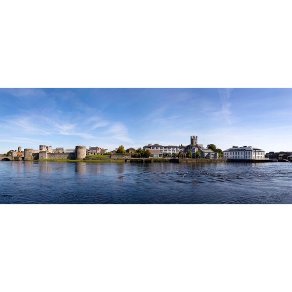 Buildings at the waterfront King Johns Castle River Shannon Limerick Republic Of Ireland Canvas Art - Panoramic Images (27 x 9)