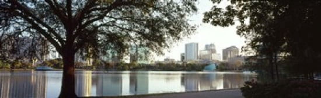Buildings at the waterfront Lake Eola Orlando Orange County Florida USA Canvas Art - Panoramic Images (18 x 6)