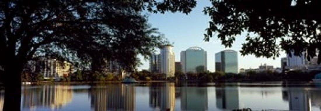 Buildings at the waterfront Lake Eola Orlando Orange County Florida USA Canvas Art - Panoramic Images (18 x 7)