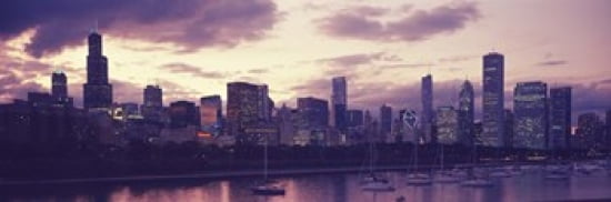 Buildings at the waterfront Lake Michigan Chicago Illinois USA Canvas Art - Panoramic Images (36 x 12)