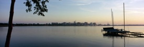Buildings at the waterfront Lake Monona Madison Dane County Wisconsin USA Canvas Art - Panoramic Images (36 x 12)